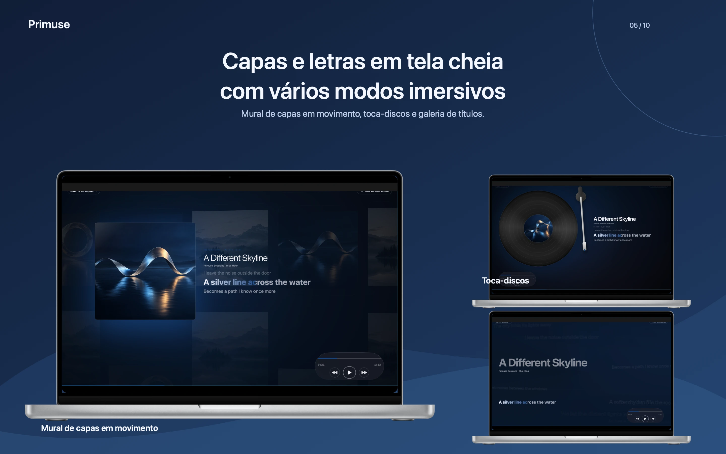 Deixe a música ocupar a tela.