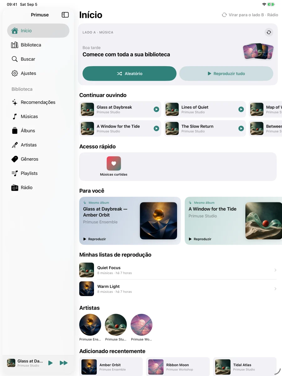 iPad · Local. NAS. Nuvem. Uma biblioteca musical.